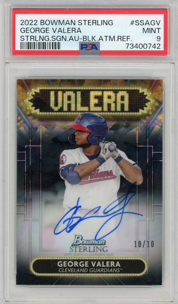 2022 Bowman Sterling George Valera Auto Black Atomic Refractor #'d /10 PSA 9 MINT Guardians