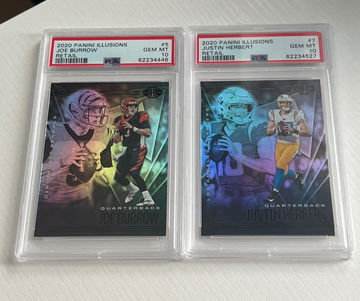 2020 Panini Illusions Joe Burrow & Justin Herbert RC PSA 10 (2 cards) 
