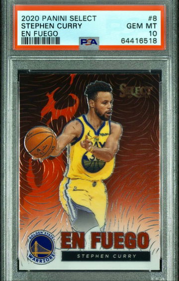 2020 Panini Select Stephen Curry En Fuego 8 PSA 10 GEM MINT Warriors SSP Insert