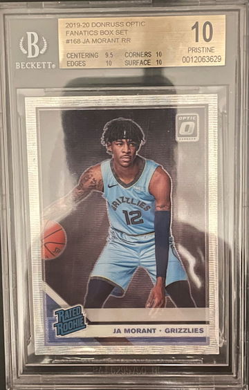 Ja Morant 2019-20 Donruss Optic Fanatics Box Set #168 Rated Rookie RC BGS 10 Pristine Pop 8