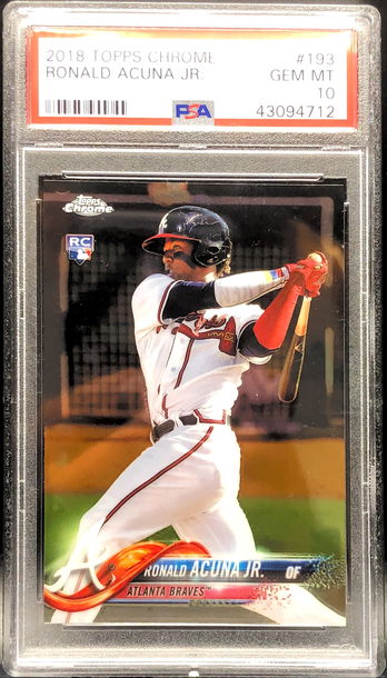 2018 Topps Chrome Ronald Acuna RC Rookie 193 PSA 10