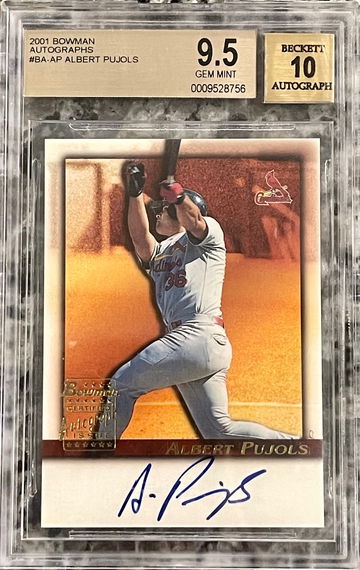 2001 Bowman Albert Pujols AUTO RC BGS 9.5 GEM MINT / AUTO 10