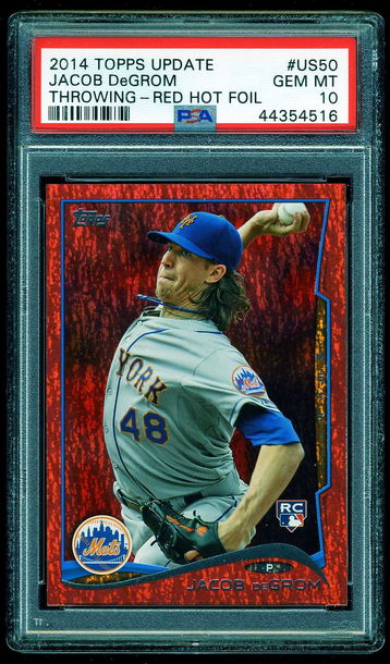 2014 Topps Update #US50 JACOB deGROM Mets Throwing Red Hot Foil RC PSA 10 Low Pop