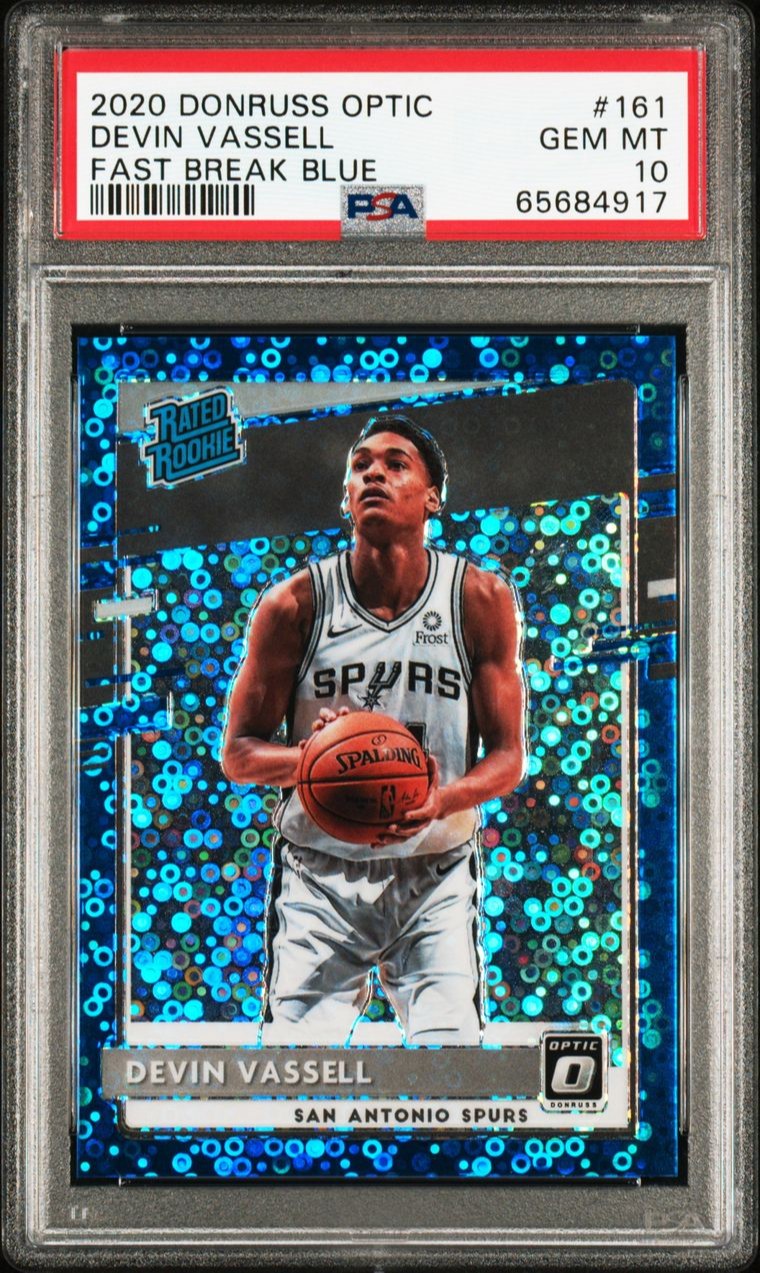 2020-21 Panini Donruss Optic Devin Vassell #161 RC Fast Break Blue /50 RC PSA 10