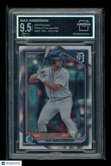 2024 Bowman Chrome Prospects Lava Refractor Max Anderson #BCP-128 /399 Arena Club 9.5