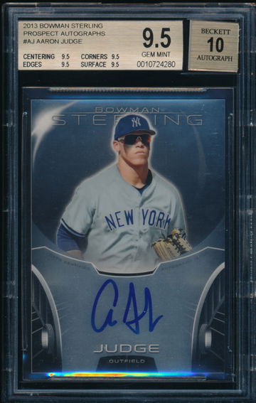 BGS 9.5/10 GEM MINT Aaron Judge Autograph Auto 2013 Bowman Sterling Prospect Autographs #AJ TRUE QUAD GEM