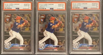 (3) 2018 Topps Chrome update Juan Soto PSA 10’s sequentially PSA #’d 81,82, & 83  
