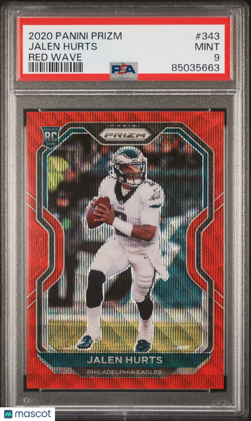PSA 9 2020 Panini Prizm Jalen Hurts Red Wave Rookie #343 /149
