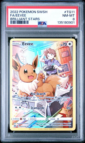 2022 Pokemon Sword and Shield Brilliant Stars Eevee #TG11 PSA 8