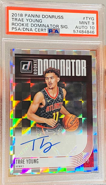 2018 Donruss Trae Young Rookie Dominator Auto #d /99 PSA 9 Auto 10