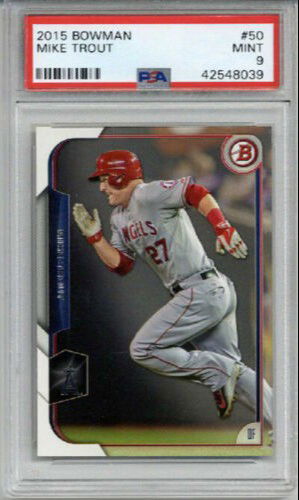 2015 BOWMAN #50 MIKE TROUT BASEBALL CARD LOS ANGELES ANGELS PSA 9 CENTERED MINT