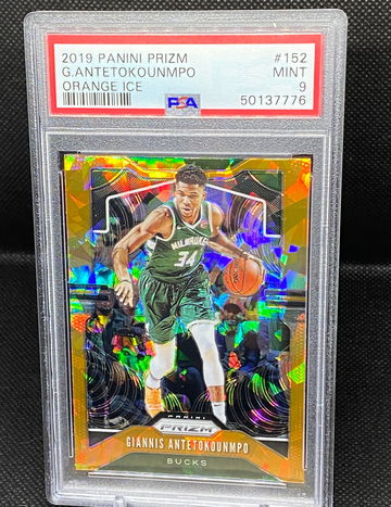 2019 Panini Prizm Orange Ice Giannis Antetokounmpo PSA 9