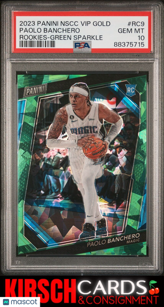 Paolo Banchero 2023 National Vip Gold Rookies #RC9 Green Sparkle /99 PSA 10