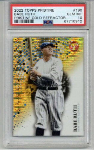 2022 TOPPS PRISTINE GOLD REFRACTOR #190 BABE RUTH YANKEES LE 35/50 PSA 10