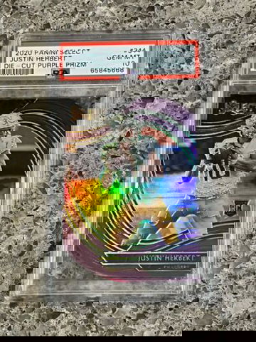 Justin Herbert 2020 Select Field Level Purple Die Cut Prizm PSA 10 GEM MINT