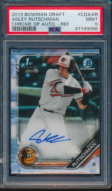 ADLEY RUTSCHMAN AUTO 2019 Bowman Chrome Autograph REFRACTOR #/499 RC PSA 9 MINT