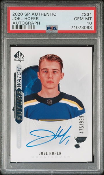 Joel Hofer - 2020-21 SP Authentic Future Watch Rookie Auto - 475/999 - PSA 10