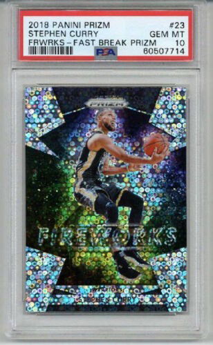 2018 PANINI PRIZM FIREWORKS FAST BREAK PRIZM #23 STEPHEN CURRY WARRIORS PSA 10
