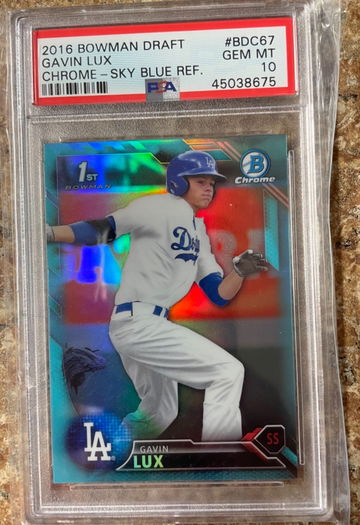 2016 Bowman Draft Gavin Lux -Sky Blue Refractor (PSA 10)