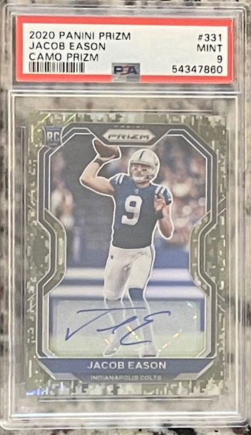 2020 Prizm Camo Auto Jsy # 9/25 Jacob Eason PSA 9