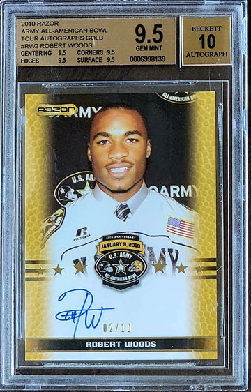 2010 SSP /10 ROBERT WOODS Razor Army All-American Bowl Auto 10 BGS 9.5 Rookie
