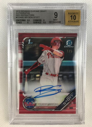 2019 Bryson Stott True Red Refractor Auto 9 1/5
