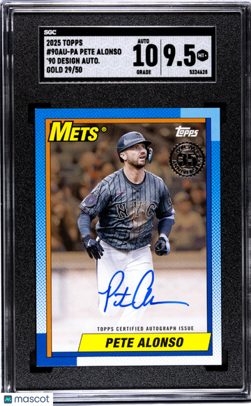 2025 Topps Pete Alonso #90AU-PA '90 Autograph Gold SGC 9.5 Auto 10