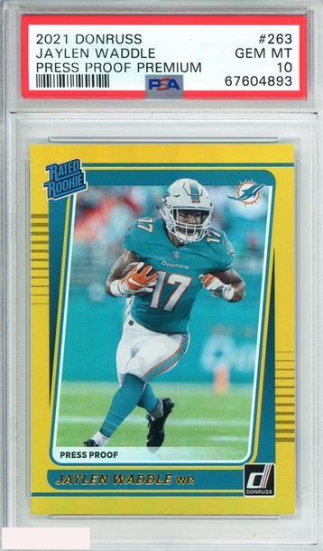 2021 PANINI DONRUSS JAYLEN WADDLE #263 PRESS PROOF PREMIUM RC PSA 10 GEM MT