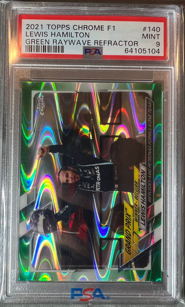 2021 Topps Chrome Formula 1 Lewis Hamilton #140 PSA 9 green raywave refractor /99 SSP