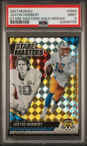 Justin Herbert GOLD /10 2021 Mosaic Stare Masters PSA 9 Los Angeles Chargers