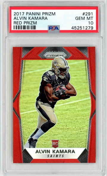 2017 Panini Prizm Red SSP Alvin Kamara PSA 10 Rookie RC POP 3