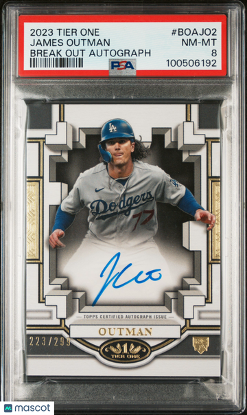 2023 Topps Tier One Break Out Autographs James Outman #BOAJO2 /299 PSA 8