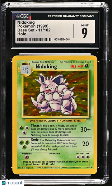 Base Set Nidoking Holo Rare CGC 9 #11/102