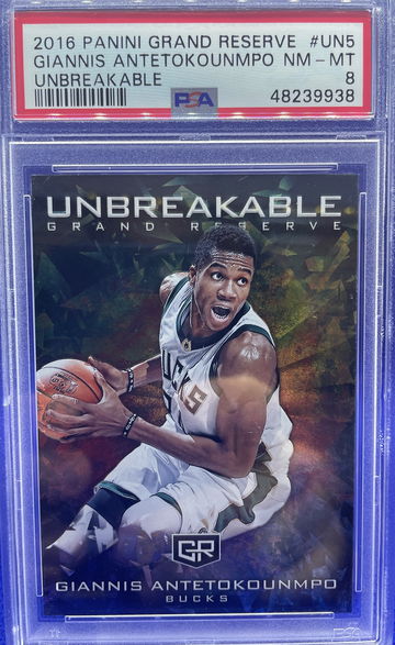 Giannis Antetokounmpo 2016 Panini Grand Reserve Unbreakable PSA 8 NM-MT Bucks