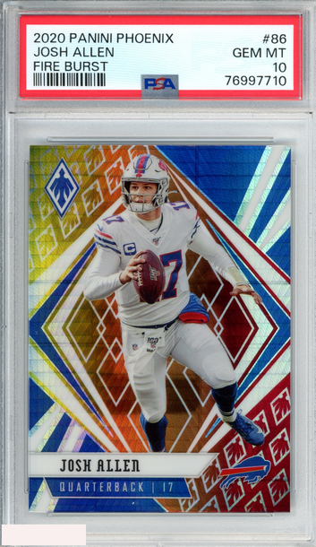 2020 PANINI PHOENIX JOSH ALLEN #86 FIRE BURST BUFFALO BILLS PSA 10 GEM MT