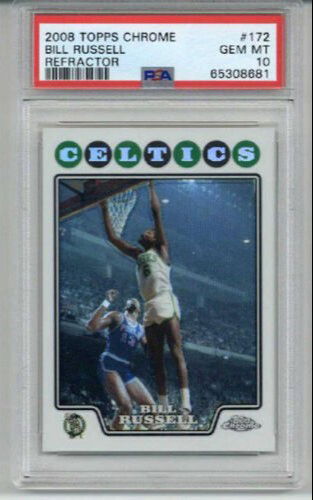 2008 TOPPS CHROME REFRACTOR #172 BILL RUSSELL CARD CELTICS PSA 10 LOW POP