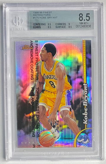 1998-99 Topps Finest Refractor KOBE BRYANT w/Coating #175 BGS 8.5