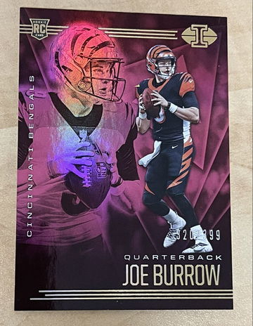 2020 Illusions Joe Burrow /399 Cincinatti Bengals RC #5 Trophy Pink Rookie Card RC