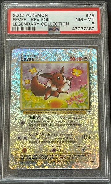 2002 Pokémon Legendary Collection Eevee #74 Reverse Foil PSA 8 NM-MT