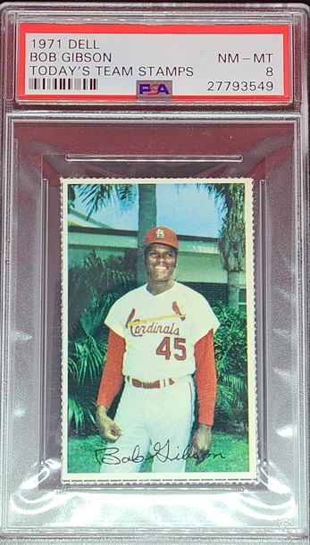 1971 Dell Bob Gibson Today's Team Stamps PSA NM- MT 8