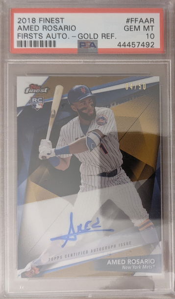 2018 Topps Finest Amed Rosario Rookie Card Firsts Autograph Gold Refractor /50 PSA 10