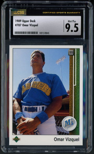 1989 Upper Deck Omar Vizquel RC #787 CSG 9.5 Mint+ Seattle Mariners