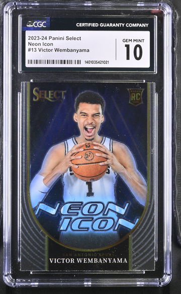 2023-24 PANINI VICTOR WEMBANYAMA SELECT NEON ICON #13 CGC 10 BK.A2.14R