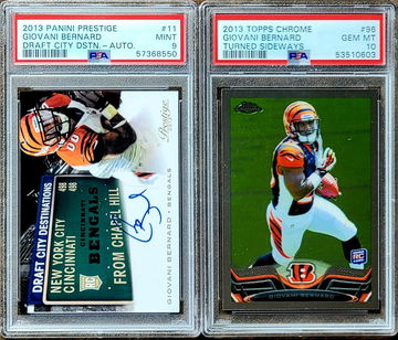2x 2013 SP GIOVANI BERNARD Panini Prestige Autograph PSA 9 + Topps Chrome 10 Rookie Lot