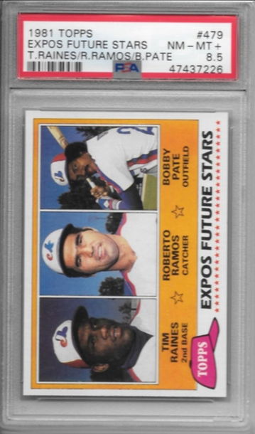 1981 Topps Expos Future Starts, Tim Raines RC, PSA 8.5