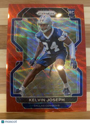 2021 Prizm Red Wave /149 Kelvin Joseph #385 RC Dallas Cowboys