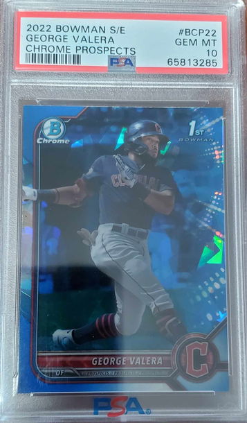 George Valera 2022 Bowman Sapphire Edition Chrome Prospects #BCP22 PSA 10