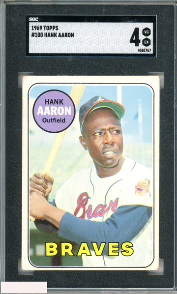 1969 TOPPS HANK AARON #100 BRAVES HOF SGC 4 VG-EX