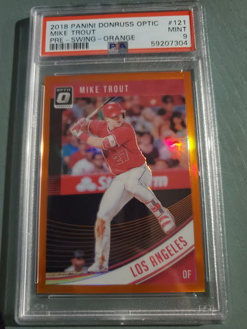 MIKE TROUT 2018 OPTIC ORANGE #' D 36/199 PSA 9