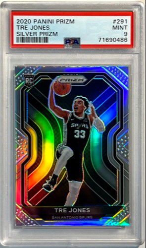 2020-21 Panini Prizm Basketball #291 Tre Jones RC Rookie Silver Prizm PSA 9